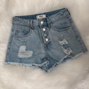 Light wash denim shorts